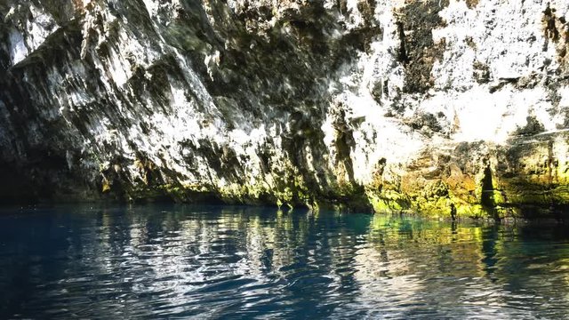 Melissani Caves in Kefalonia Island Greece with boat