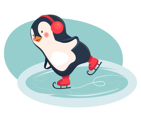 penguin skater cartoon