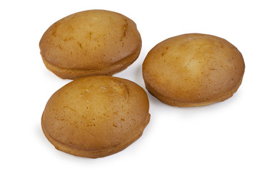 Fototapeta na wymiar Round biscuit shortcake on white background.