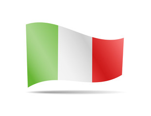 Waving Italy Flag on white. Flag in the Wind.