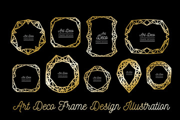 Obraz premium Art deco decorative frame. Golden lines. Wedding invitation. Vector