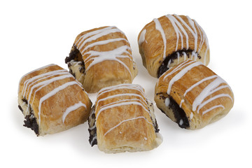 Bun with poppy and glaze.