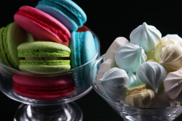 Vases full of meringues and macaroons