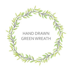 Obraz premium Bright green watercolor wreath