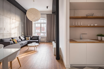 Stylish apartment with open kitchen