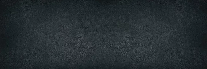 Deurstickers Betonbehang Zwarte ruwe betonnen muur brede textuur - donkere grunge achtergrond