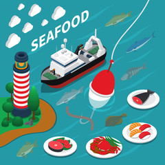 Seafood Isometric Composition