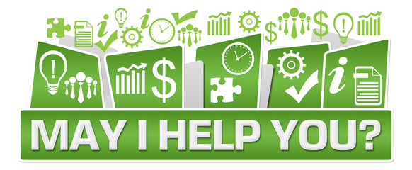 May I Help You Business Symbols On Top Green 