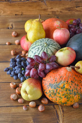 Autumn vegetables and fruits
