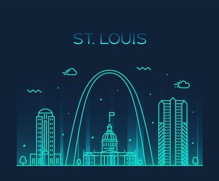 St. Louis city skyline Missouri USA vector linear