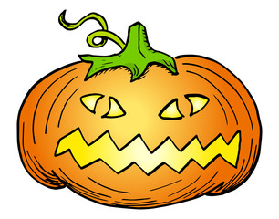 Hand gezeichneter Halloween-Kürbis mit Gesicht