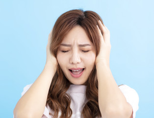 Fototapeta premium young woman with worried and stressed face