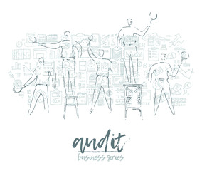 Business concept auditing man audit sketch wall