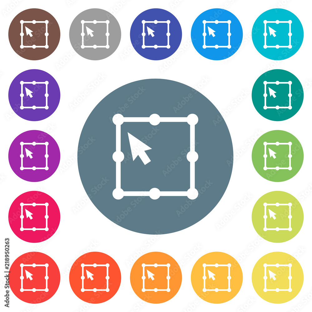 Poster free transform object flat white icons on round color backgrounds