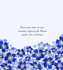 Vector illustration blue flowers. Branch of blue forget-me-not flowers