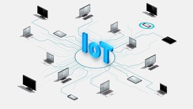 Server computer connect Internet of things technology. 4k animation.