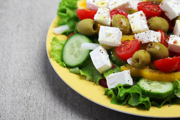 Traditional Greek salad on the plate