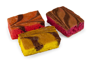 
Colored biscuit cakes with raisins.