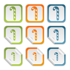 Aufkleber Set - grün orange blau - Zuckerstange