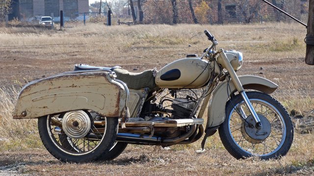 Old motorcycle in the village