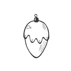 Christmas toy cone vector illustration isolated on white background. Hand drawn Christmas symbol. Doodle style.