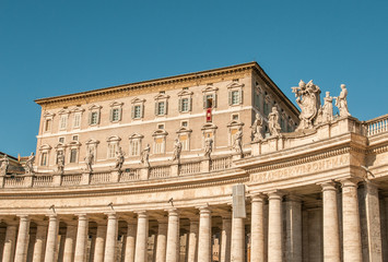 Fototapeta na wymiar Pope`s window on Saint Peter`s Square in Vatican, Rome, Italy