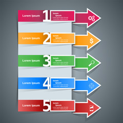 Business Infographics origami style Vector illustration. Five items. Vector eps 10