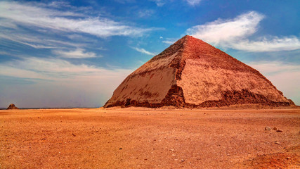 Fototapeta na wymiar Panoramic view to Bent Pyramid of Sneferu Pharao at Dahsur, Egypt