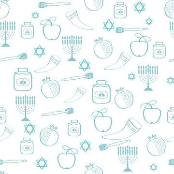 Abstract  seamless pattern Jewish icon cet on an isolated background