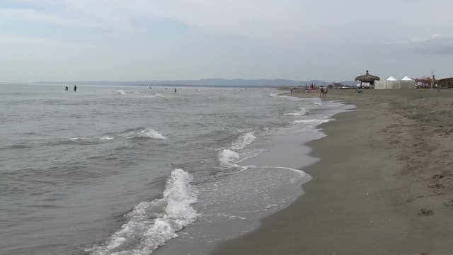 Seawater flowing away from shore
