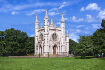 Gothic chapel in Alexandria park, Saint Petersburg, Russia