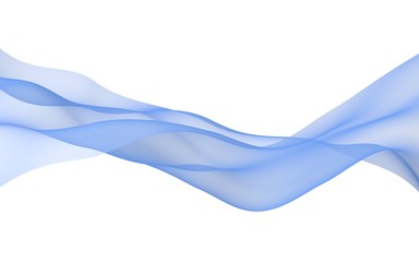 Abstract blue wave. Blue scarf. Bright blue ribbon on white background. Abstract smoke. Raster air background. 3D illustration