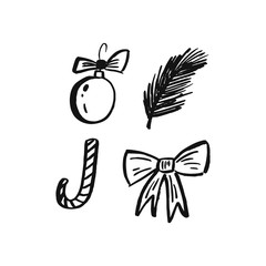 Hand drawn christmas elements. Perfect design for greeting cards, posters, T-shirts, banners, print invitations.
