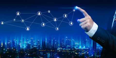 Business man with global network connection concept