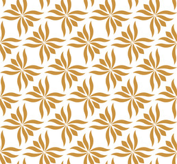 Elegant Golden Floral Vector Seamless Pattern. Decorative Flower Illustration. Abstract Art Deco Background with Leaves.