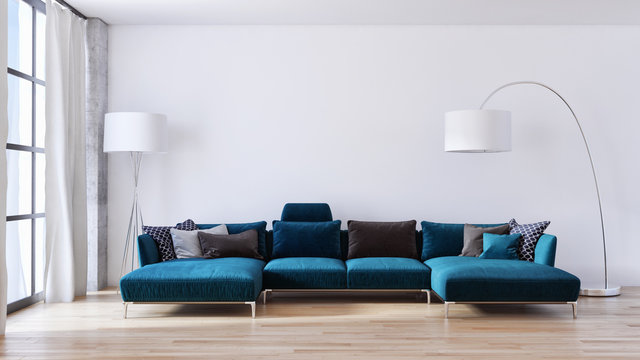 modern bright interiors apartment Living room 3D rendering illustration