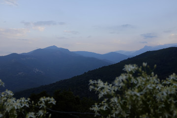 panorama of beautiful Corsica mountain landscape at dawn