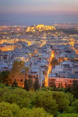 Poster Avond Uitzicht op het prachtige Athene, Griekenland © tichr