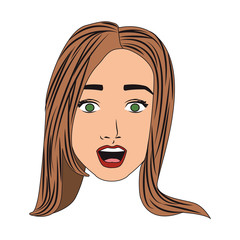 Woman face pop art cartoon vector illustration graphic design