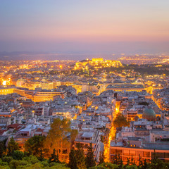Fototapeta na wymiar Evening View of beautiful Athens, Greece