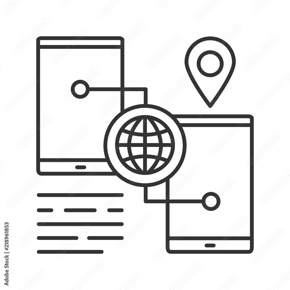 Poster smartphone gps navigation linear icon