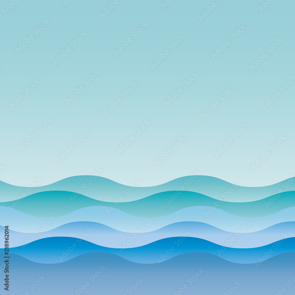 Wall mural water wave background , blue color background , vector illustration