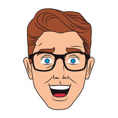 Man face with glasses pop art cartoon vector illustration graphic design