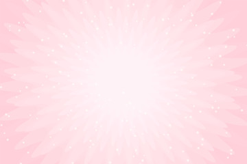 Vector pink background with lights. Wallpaper for little princess party invitation card. Girlish pink blank backdrop. Abstract modern pattern with sunburst ray. White sun flare beam. Blush rose color