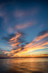 Beautiful sunset on lake Ontario. Rochester, state of New York, USA