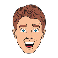 Man face happy pop art cartoon vector illustration graphic design