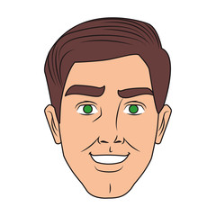 Man face smiling pop art cartoon vector illustration graphic design
