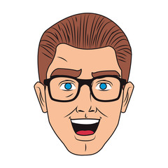 Man face with glasses pop art cartoon vector illustration graphic design