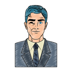 Businessman profile with winkeye pop art cartoon vector illustration graphic design