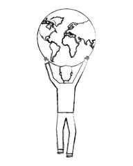 businessman holding world success progress